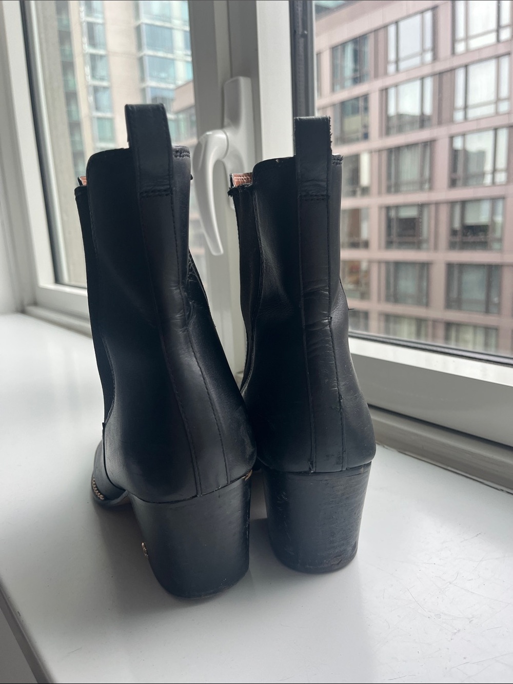 Coach Black Leather Stud-Trim Chelsea Ankle Boots - Picture 2 of 5